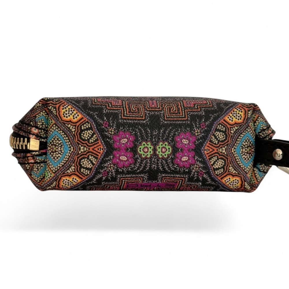Etro Milano Paisley Print Coated Canvas Tote Bag Black + Wristlet Leather Trim - Picture 16 of 16
